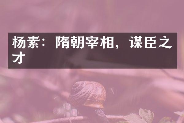杨素：隋朝宰相，谋臣之才
