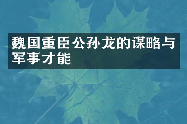 魏国重臣公孙龙的谋略与军事才能