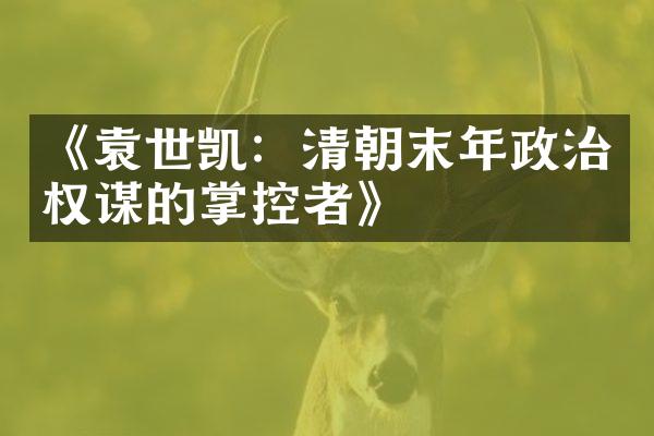 《袁世凯：清朝末年政治权谋的掌控者》