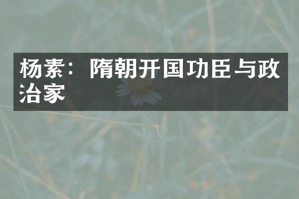 杨素：隋朝开国功臣与政治家