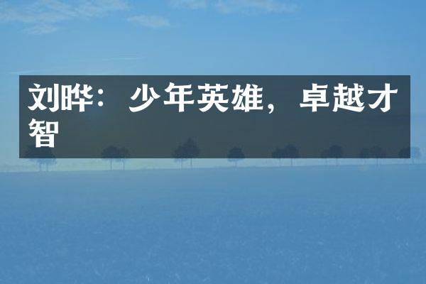 刘晔：少年英雄，卓越才智