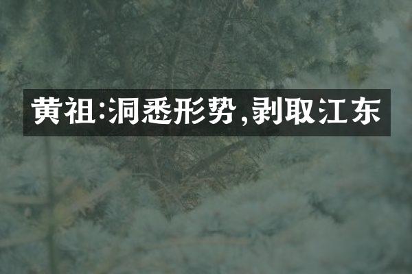 黄祖:洞悉形势,剥取江东