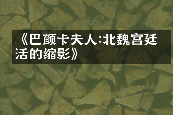 《巴颜卡夫人:北魏宫廷生活的缩影》