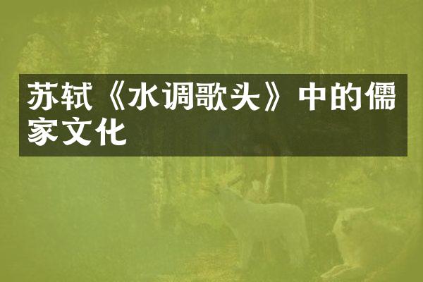 苏轼《水调歌头》中的儒家文化