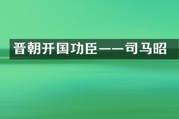 晋朝开国功臣&mdash;&mdash;司马昭