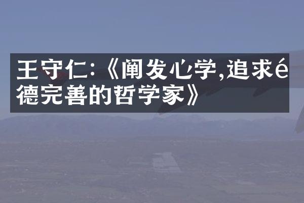 王守仁:《阐发心学,追求道德完善的哲学家》