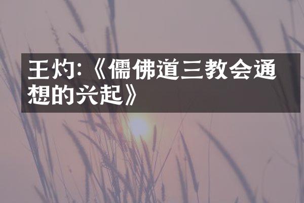 王灼:《儒佛道三教会通思想的兴起》