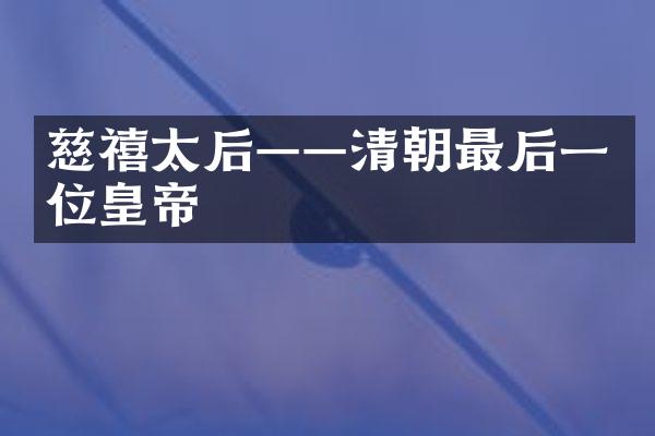 慈禧太后&mdash;&mdash;清朝最后一位皇帝