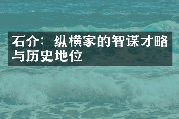 石介：纵横家的智谋才略与历史地位