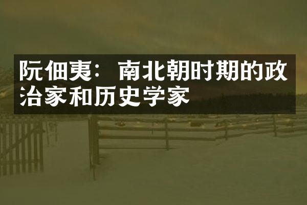 阮佃夷：南北朝时期的政治家和历史学家
