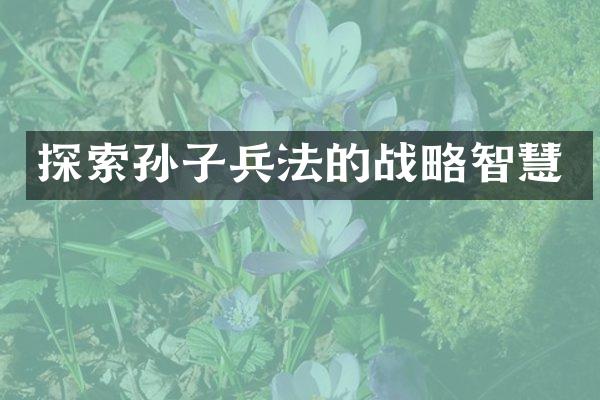 探索孙子兵法的战略智慧