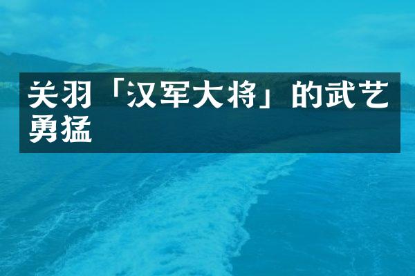 关羽「汉军大将」的武艺勇猛