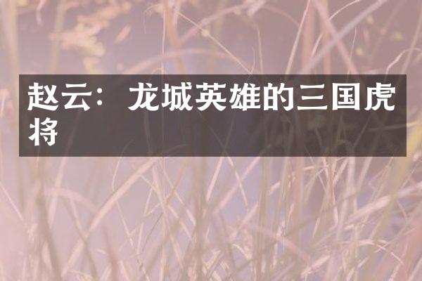 赵云：龙城英雄的三国虎将