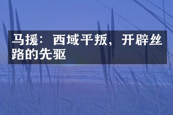 马援：西域平叛，开辟丝路的先驱
