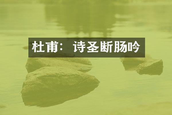 杜甫：诗圣断肠吟