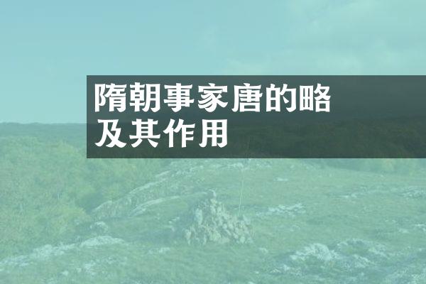 隋朝軍事家唐儉的戰略戰術及其作用