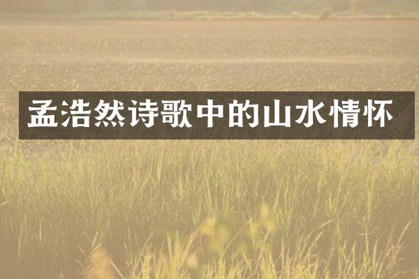 孟浩然诗歌中的山水情怀