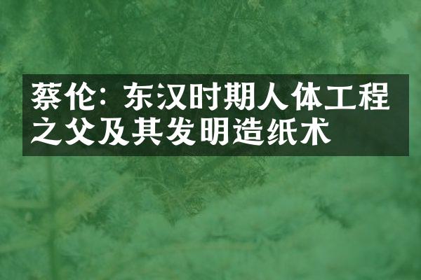 蔡伦: 东汉时期人体工程学之父及其发明造纸术