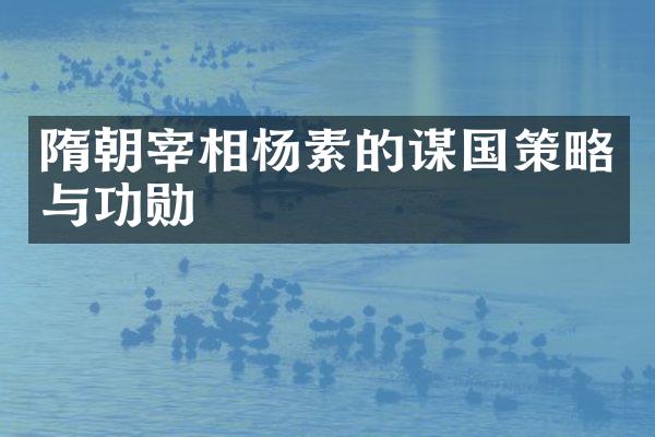 隋朝宰相杨素的谋国策略与功勋