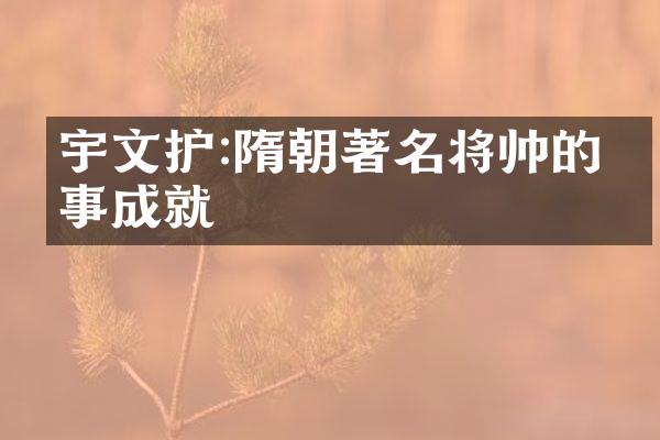宇文护:隋朝著名将帅的军事成就