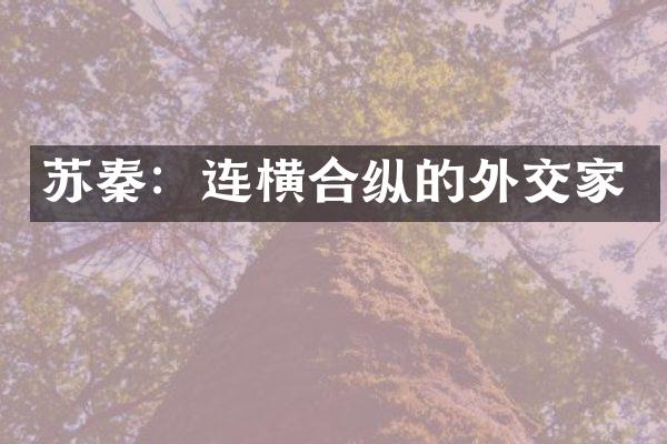 苏秦：连横合纵的外交家