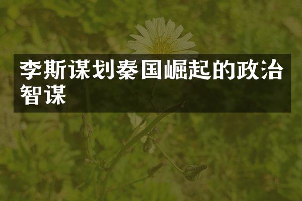 李斯谋划秦国崛起的政治智谋