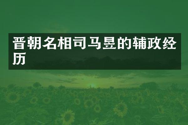 晋朝名相司马昱的辅政经历