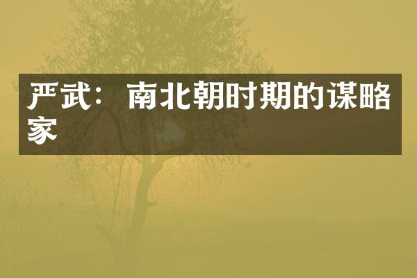 严武：南北朝时期的谋略家