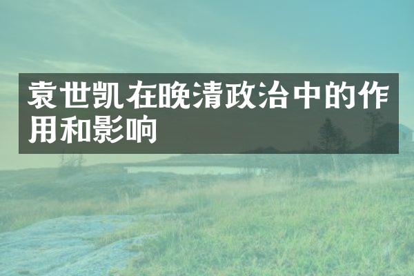 袁世凯在晚清政治中的作用和影响