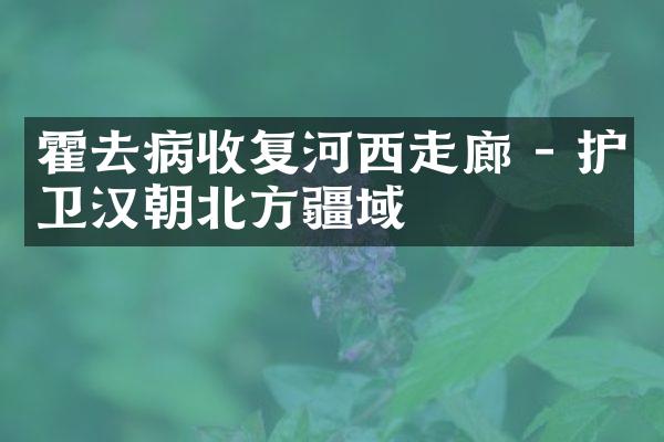 霍去病收复河西走廊 - 护卫汉朝北方疆域