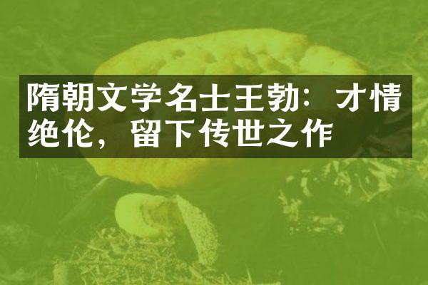 隋朝文学名士王勃：才情绝伦，留下传世之作