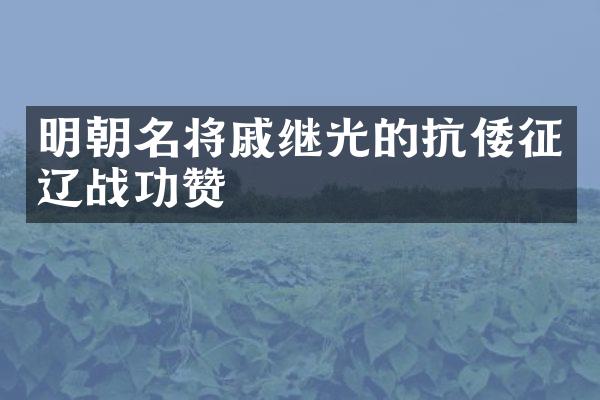 明朝名将戚继光的抗倭征辽战功赞