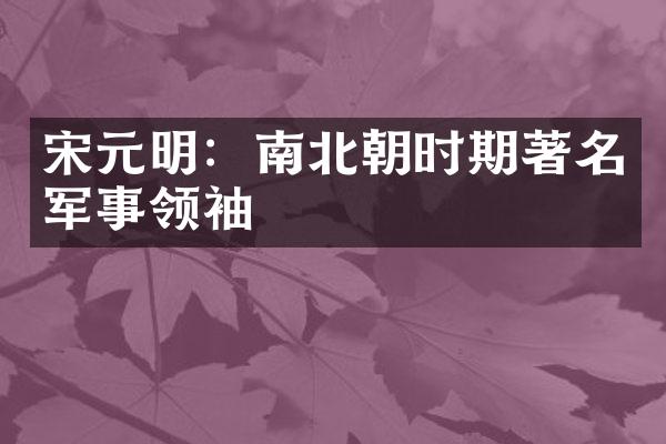 宋元明：南北朝时期著名军事领袖