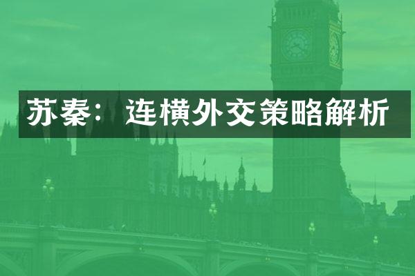 苏秦：连横外交策略解析