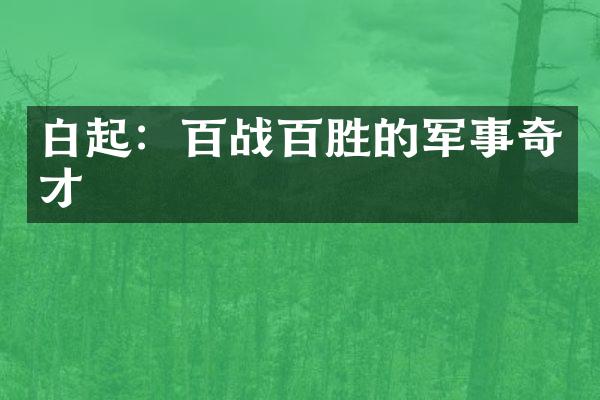 白起：百战百胜的军事奇才