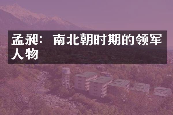 孟昶：南北朝时期的领军人物