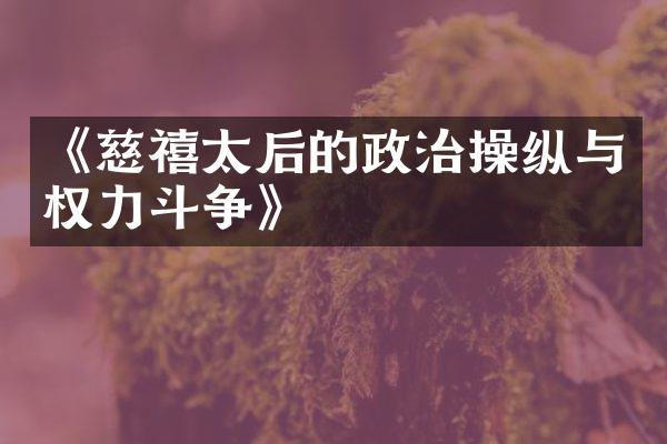 《慈禧太后的政治操纵与权力斗争》