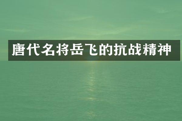 唐代名将岳飞的抗战精神