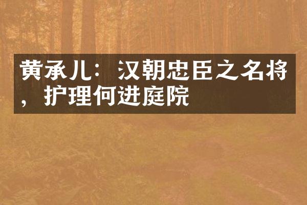 黄承儿：汉朝忠臣之名将，护理何进庭院