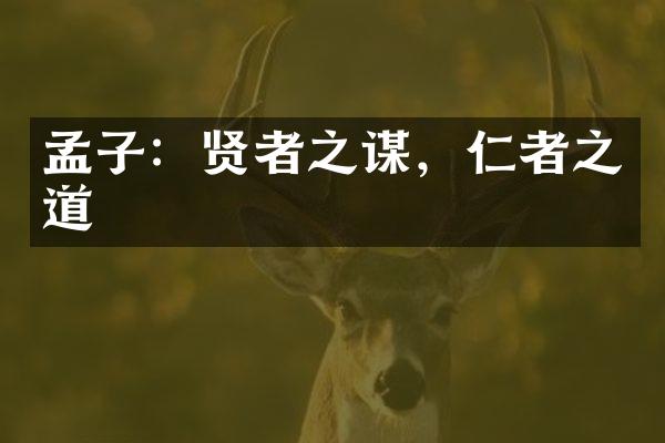 孟子：贤者之谋，仁者之道