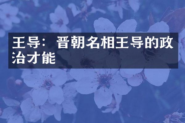 王导：晋朝名相王导的政治才能