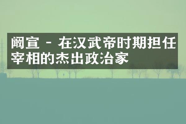阚宣 - 在汉武帝时期担任宰相的杰出政治家