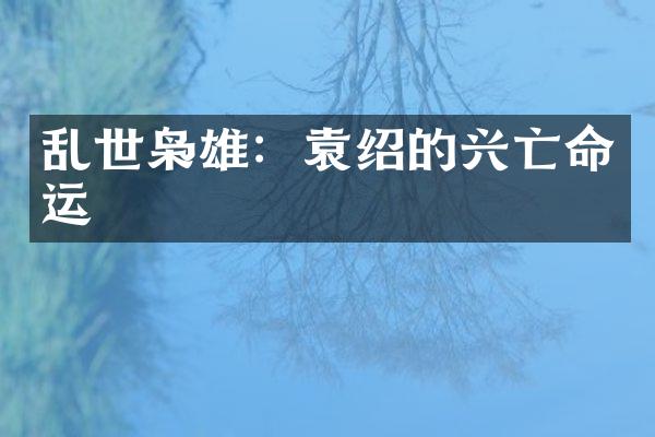 乱世枭雄：袁绍的兴亡命运