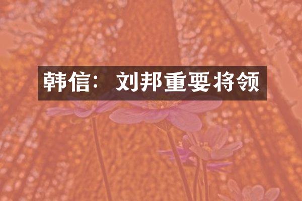 韩信：刘邦重要将领