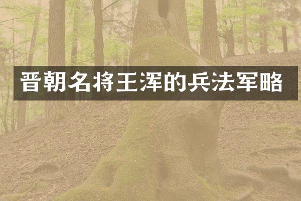 晋朝名将王浑的兵法军略