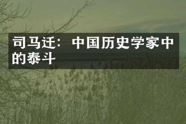 司马迁：中国历史学家中的泰斗