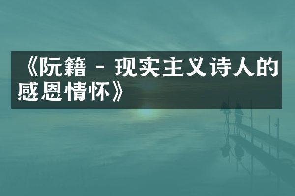 《阮籍 - 现实主义诗人的感恩情怀》