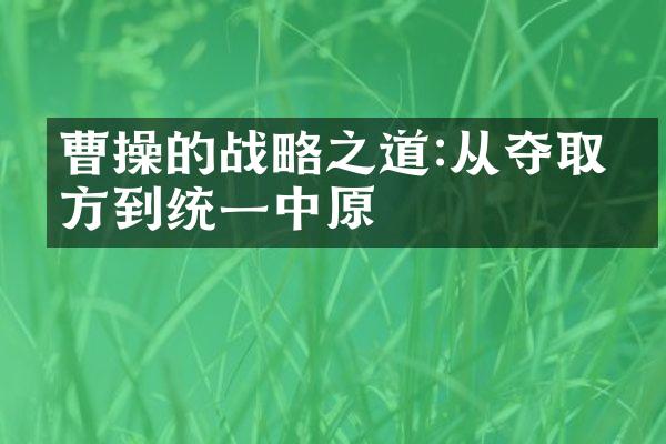 曹操的战略之道:从夺取北方到统一中原