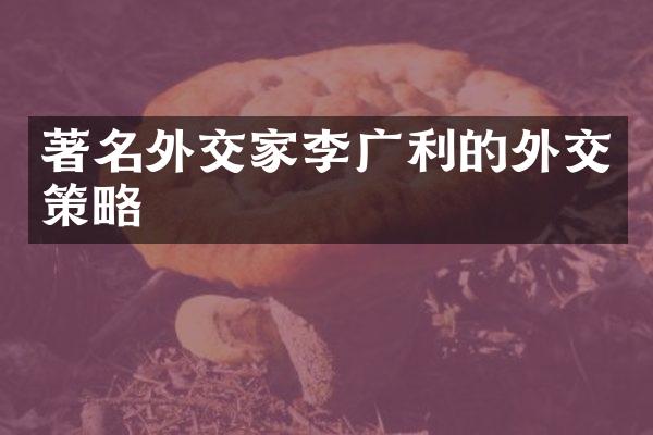 著名外交家李广利的外交策略