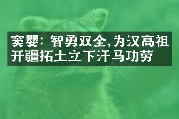 窦婴: 智勇双全,为汉高祖开疆拓土立下汗马功劳
